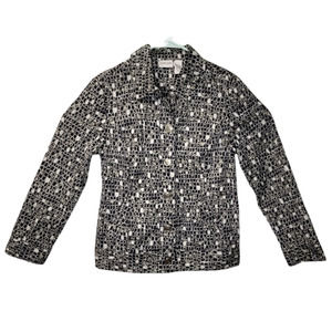 Chicos Size 1 Medium 8 Lightweight Jacket  Blazer Geometric Print